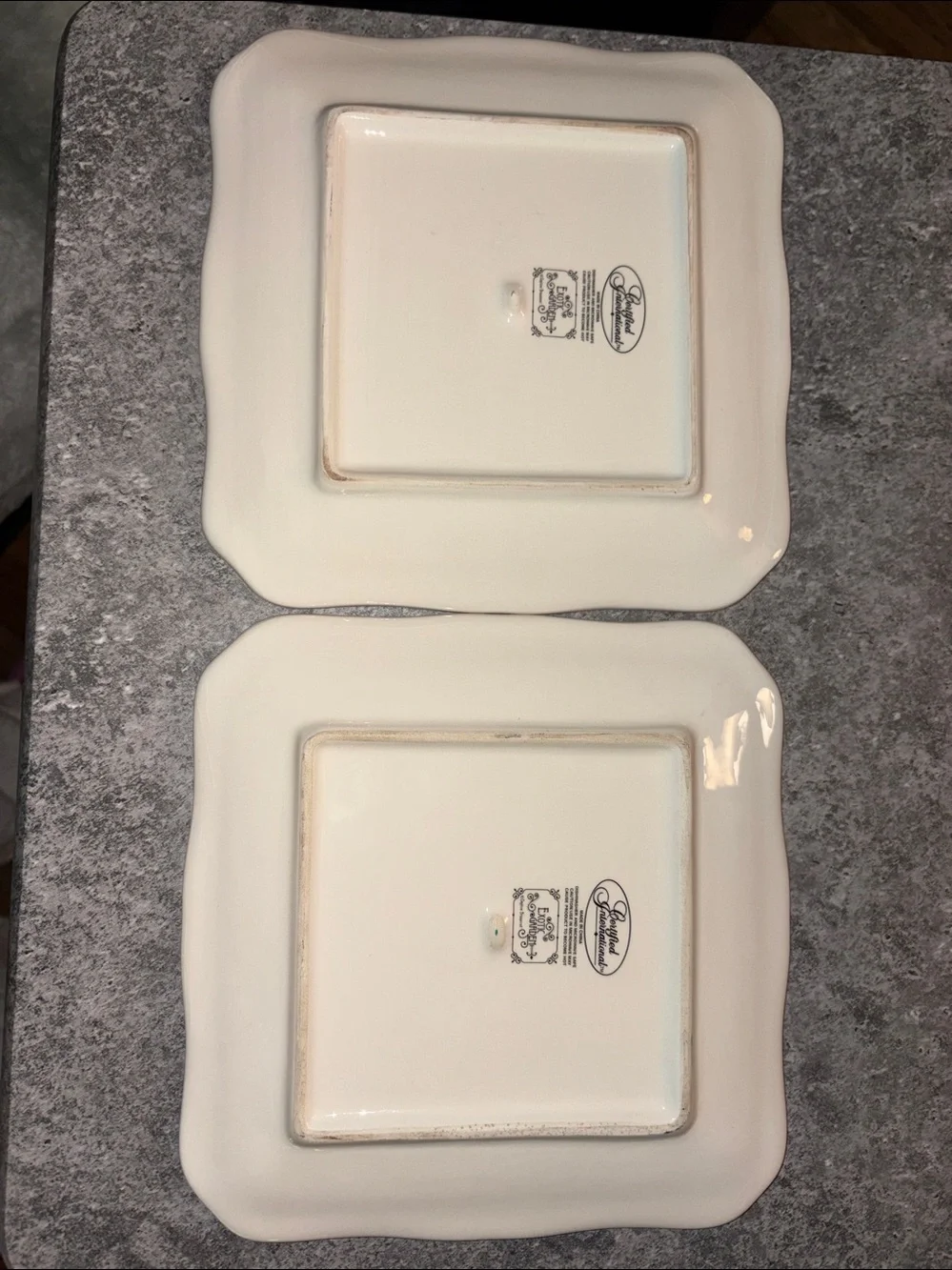 Certified International Exotic Garden Peacock Square Salad Plate 2 Plate Set EUC
